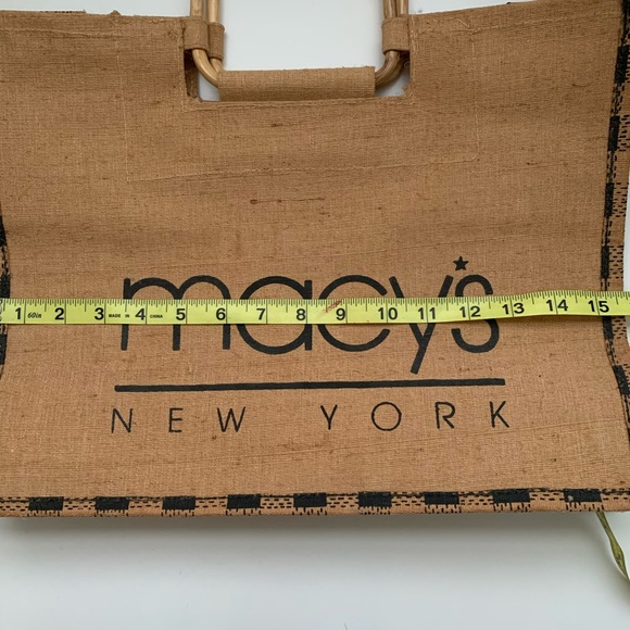 Jute/linoleum Macy's logo tote - Picture 5 of 9